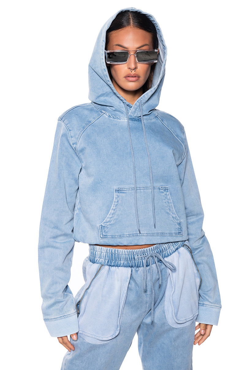 COVER ME IN DENIM HOODIE