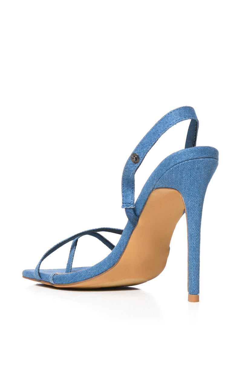 HOEDOWN 2 IN 1 STILETTO SANDAL IN DENIM