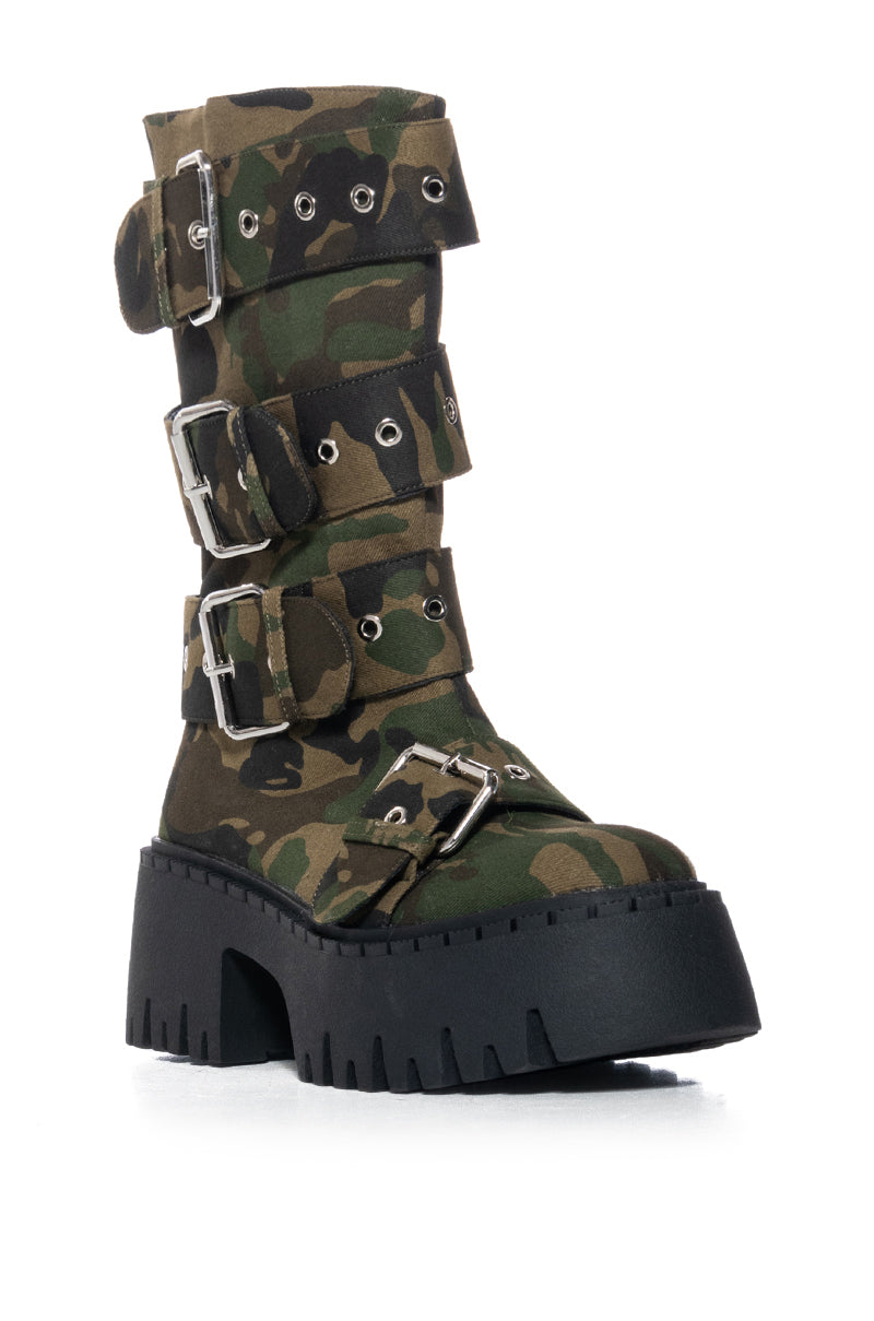 AZALWA WANG DAWKINS CAMO BUCKLE DETAIL BOOTIE