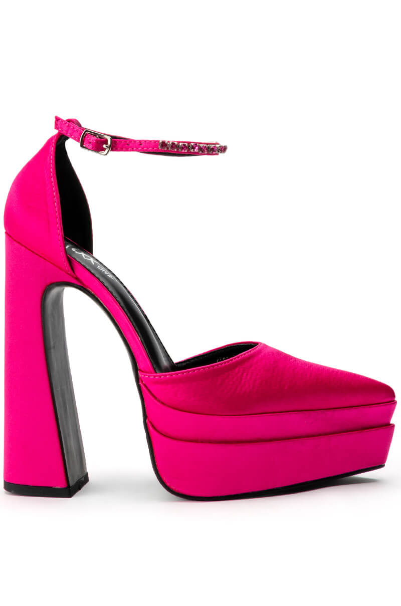 PINK CHUNKY PUMP WITH ANKLE STRAP