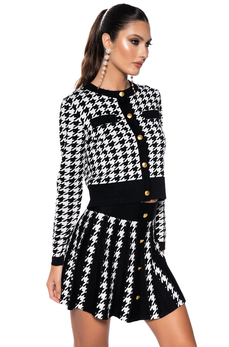 DUTCHESS HOUNDSTOOTH CARDIGAN