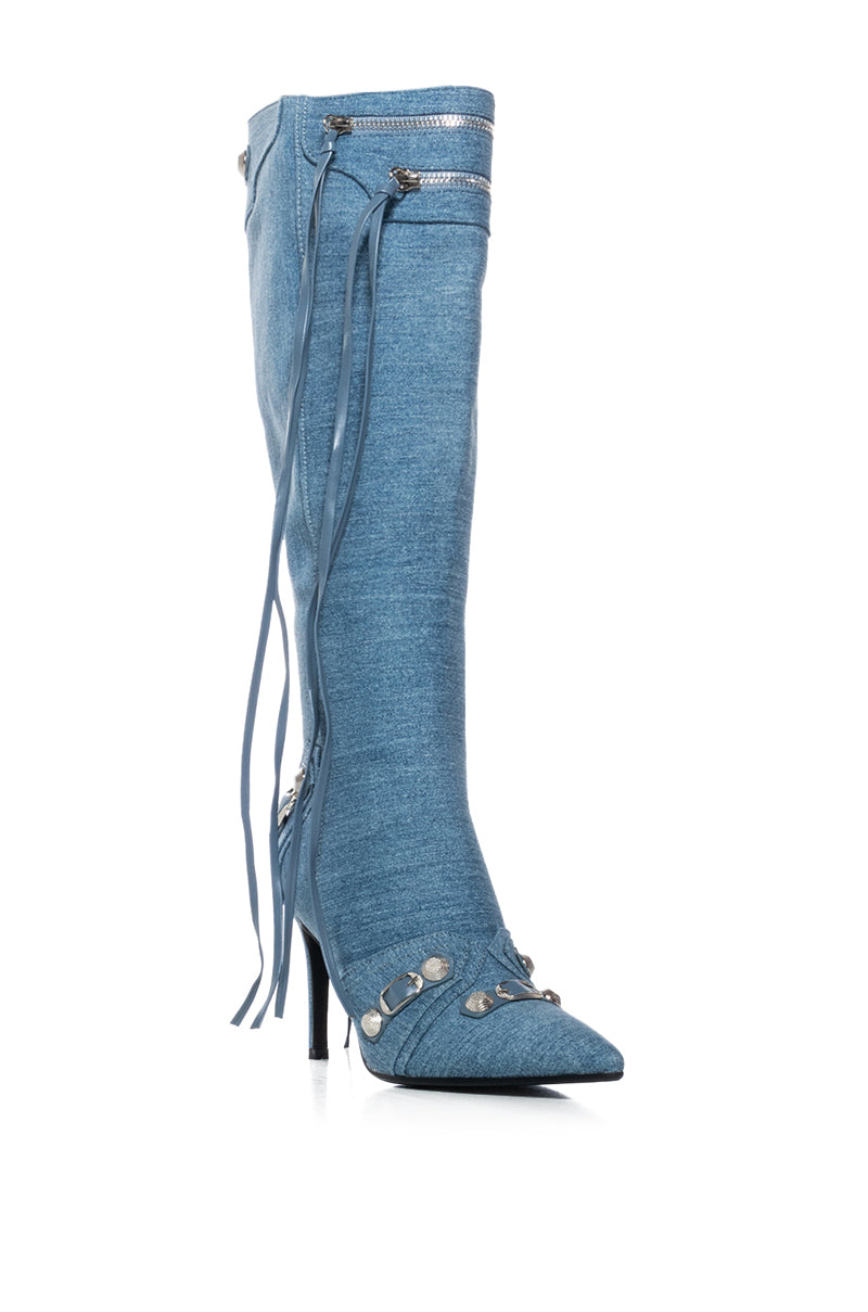 AZALEA WANG MAEVE DENIM STILETTO BOOT