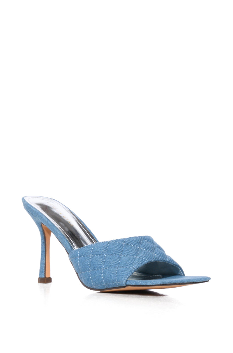 AZALEA WANG KURA DENIM STILETTO MULE SANDAL