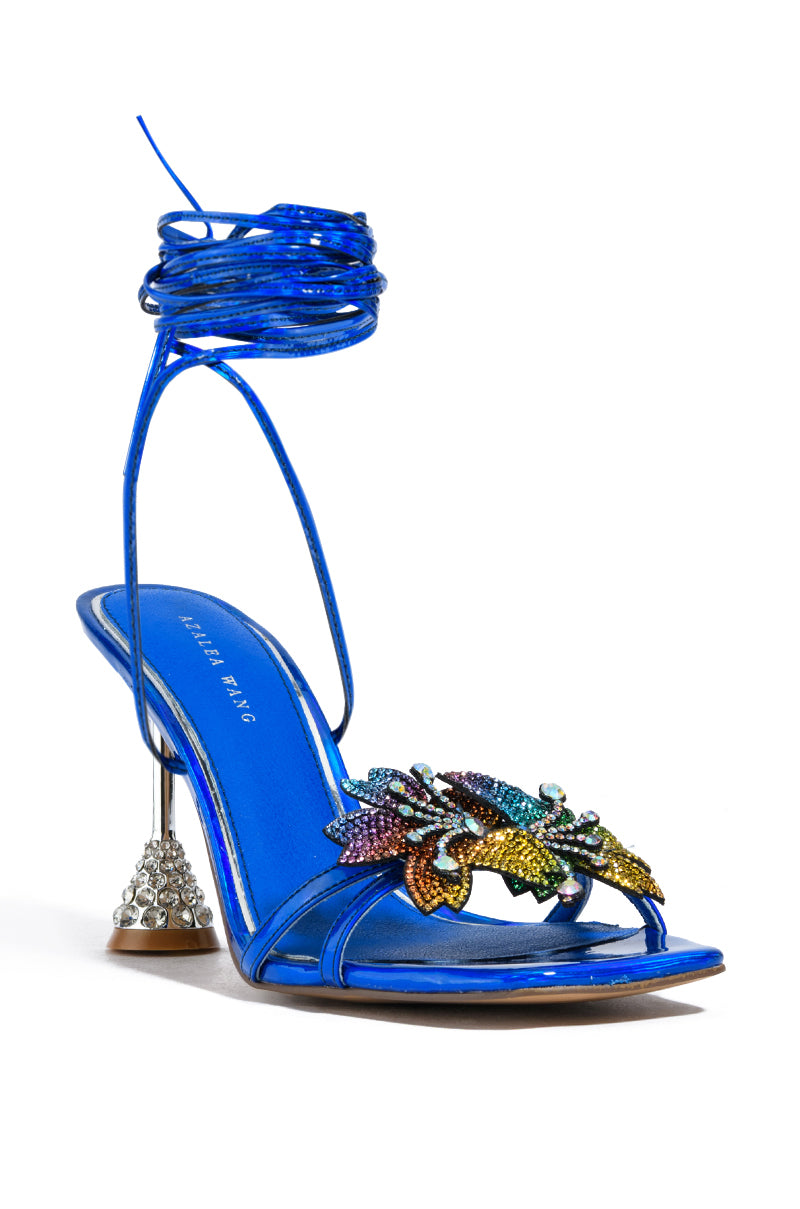 AZALEA WANG EFFORTLESS FLOWER SANDAL IN BLUE