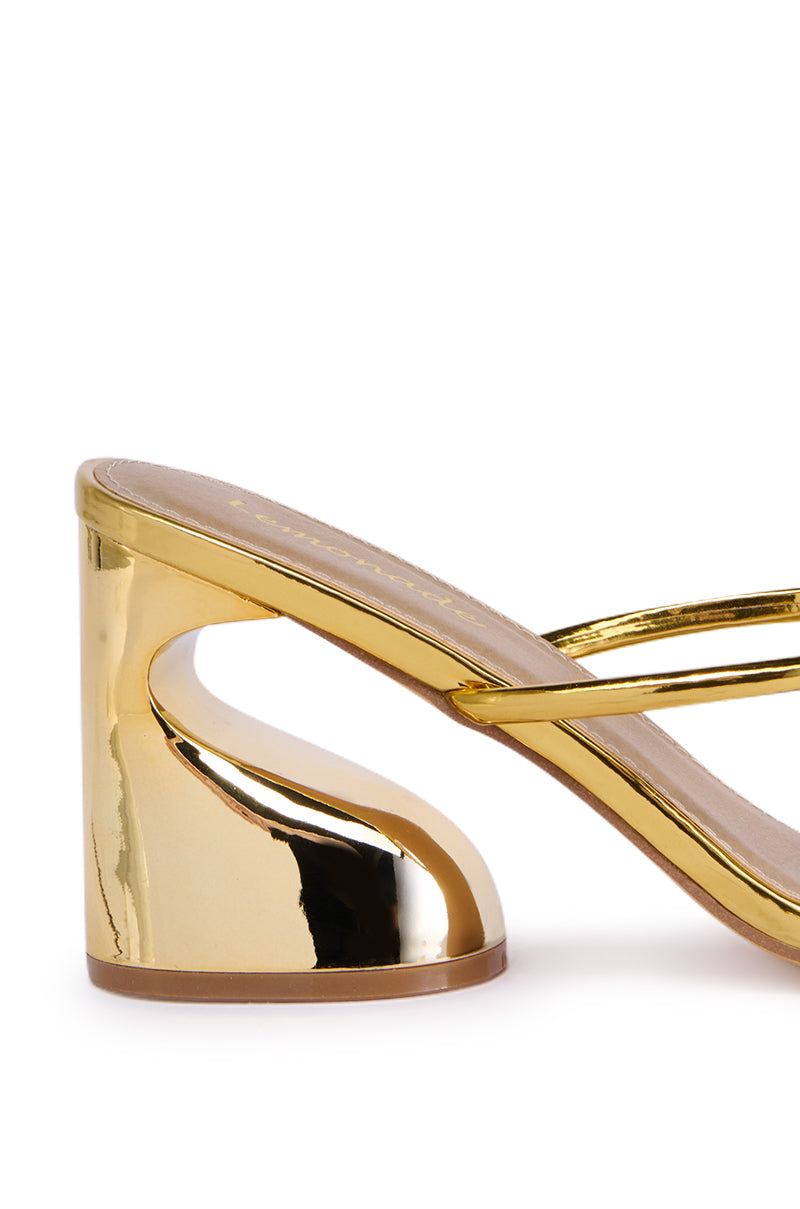 DUNE GOLD STRAPPY ABSTRACT WEDGE HEEL SANDAL