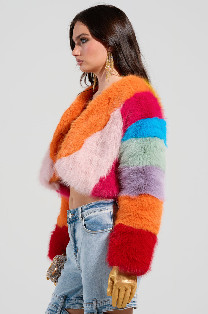 CALL ME CRAZY RAINBOW FUR JACKET