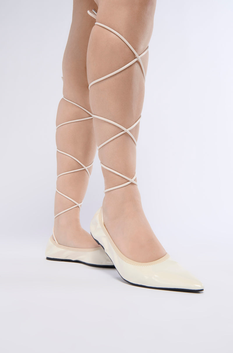 AZALEA WANG CACIO BONE LACE UP BALLET FLAT