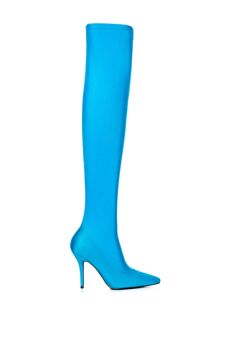 AZALEA WANG HEARTOUT THIGH HIGH STILETTO BOOT IN TURQUOISE