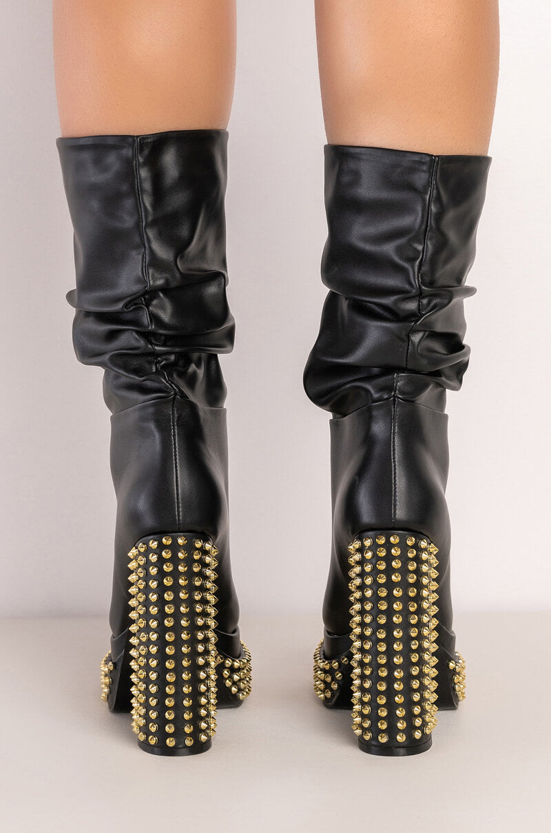 AZALEA WANG NATURE SLOUCH STUD BOOTIE IN BLACK