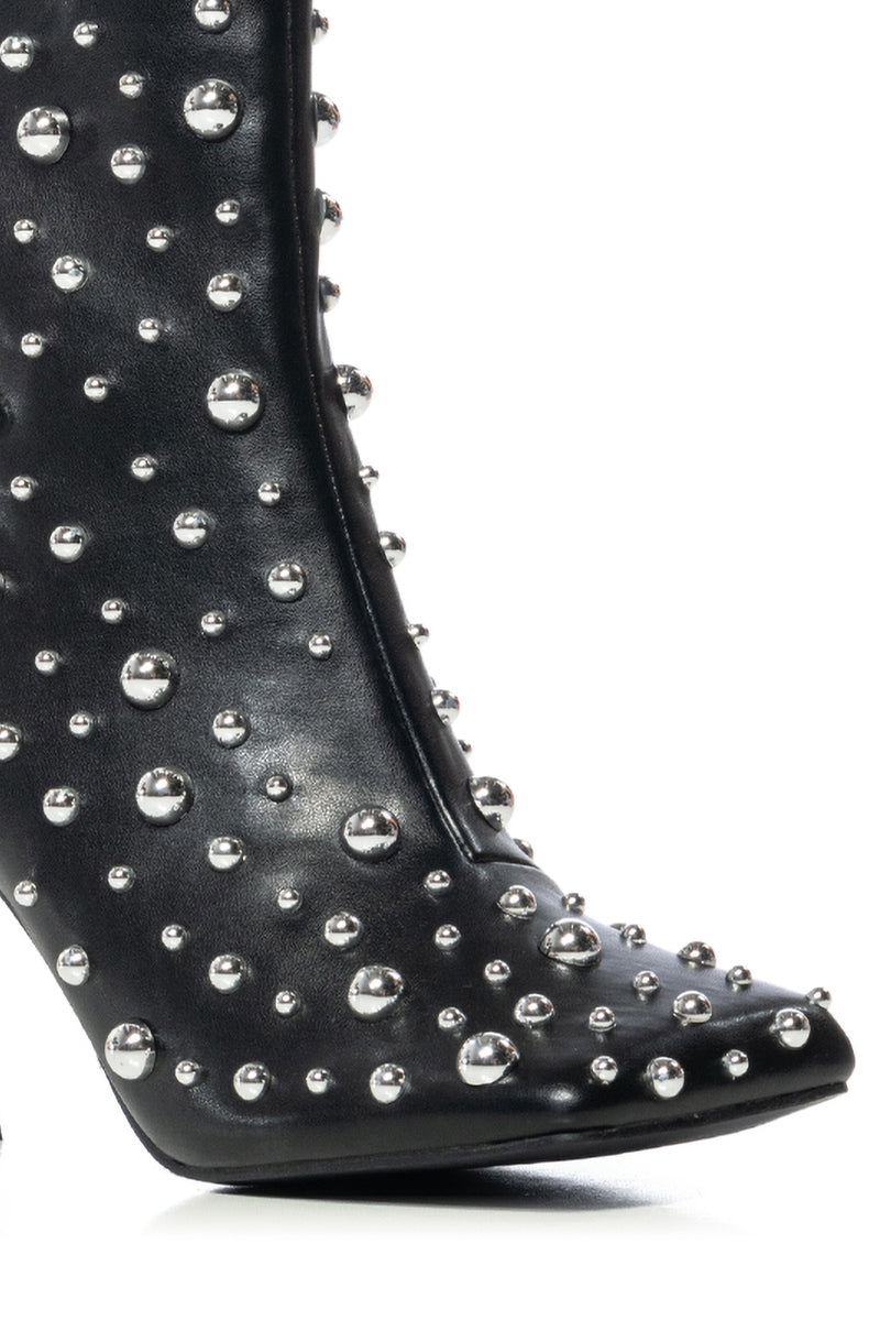 AZALEA WANG MATERA BLACK SILVER BULB EMBELLISHED BOOTIE