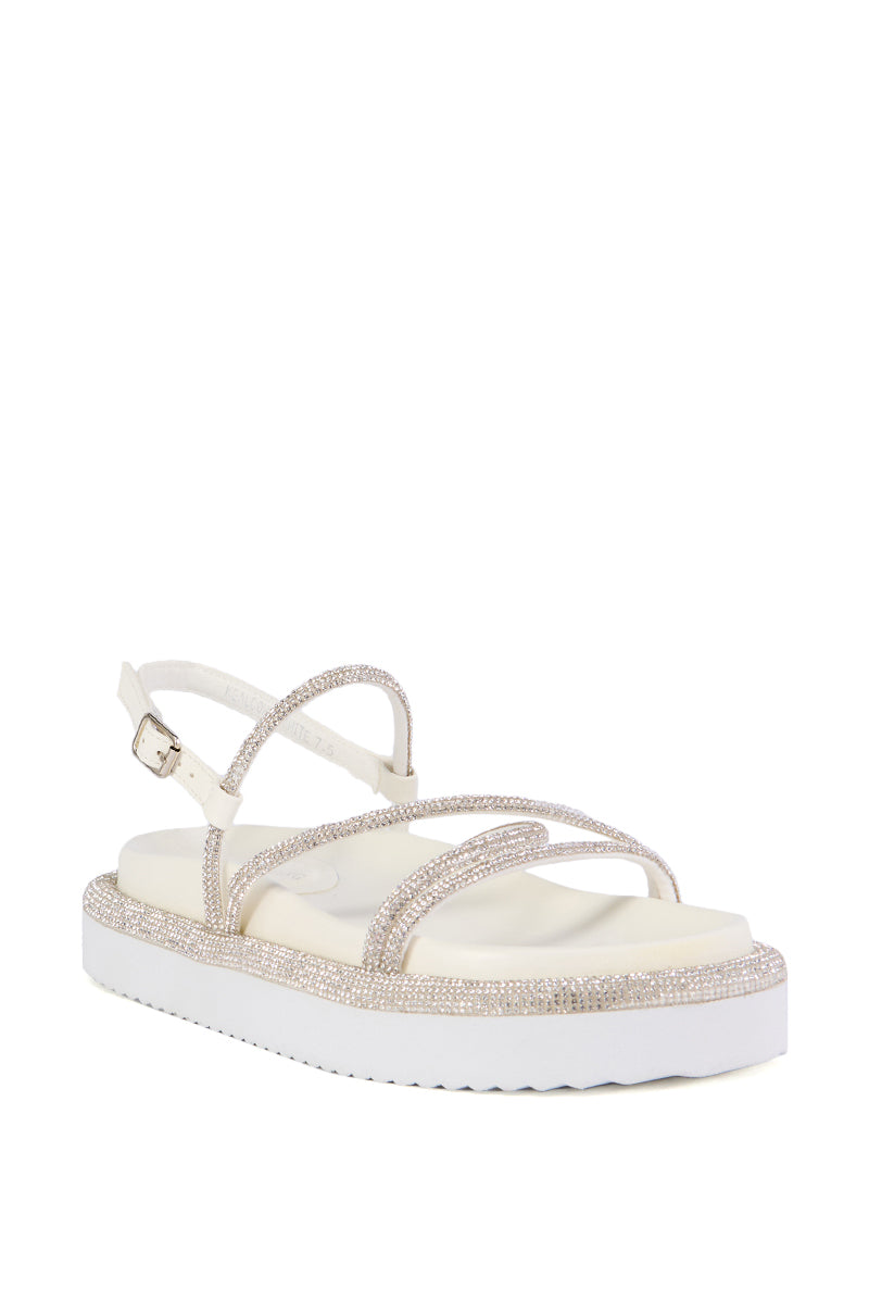 AZALEA WANG KEALOHA WHITE SPARKLE STRAP SANDAL