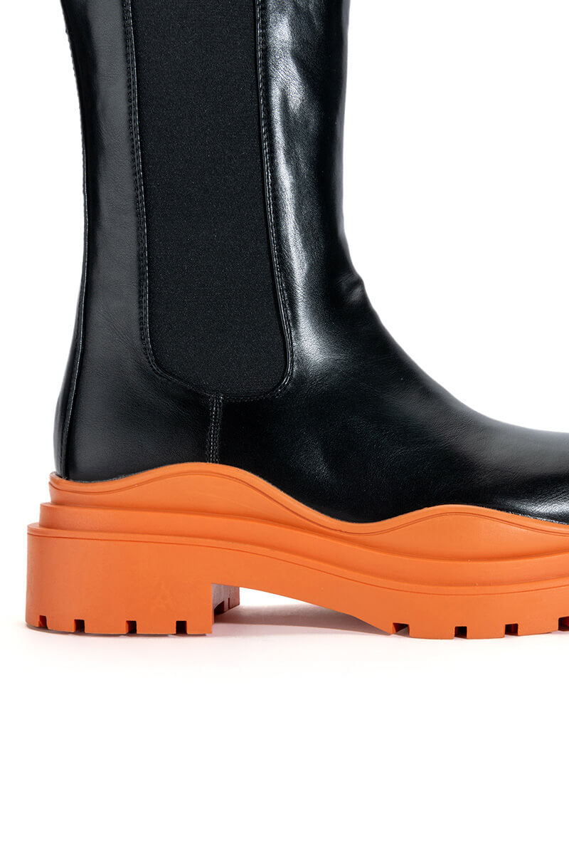 AZALEA WANG GHOSTED FLATFORM CHELSEA BOOT IN ORANGE