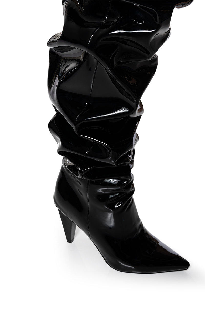 AZALEA WANG JETAIME BLACK PATENT BOOT