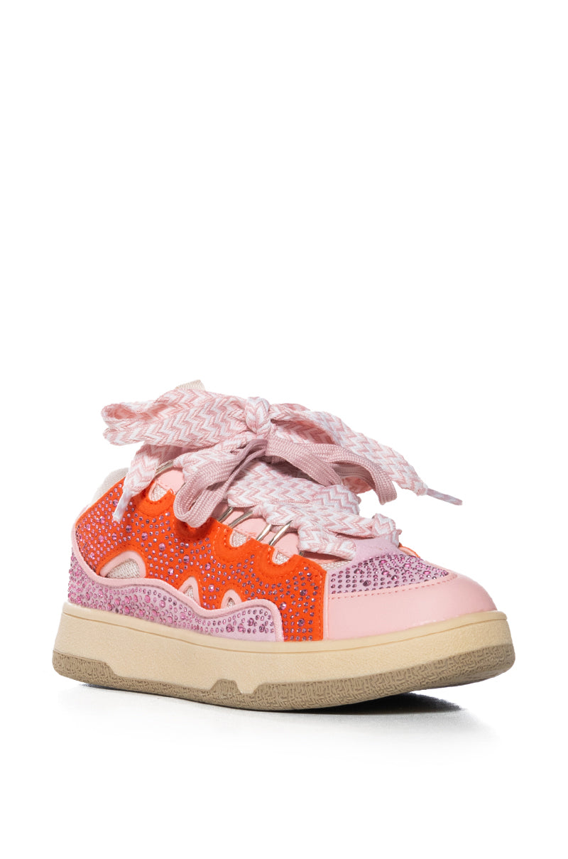 AZALEA WANG CINNABAR PINK AND ORANGE EMBELLISHED SNEAKER