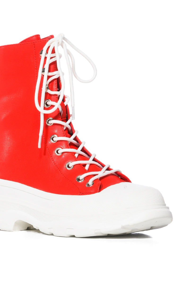 AZALEA WANG SOUTH RED HIGH TOP SNEAKER