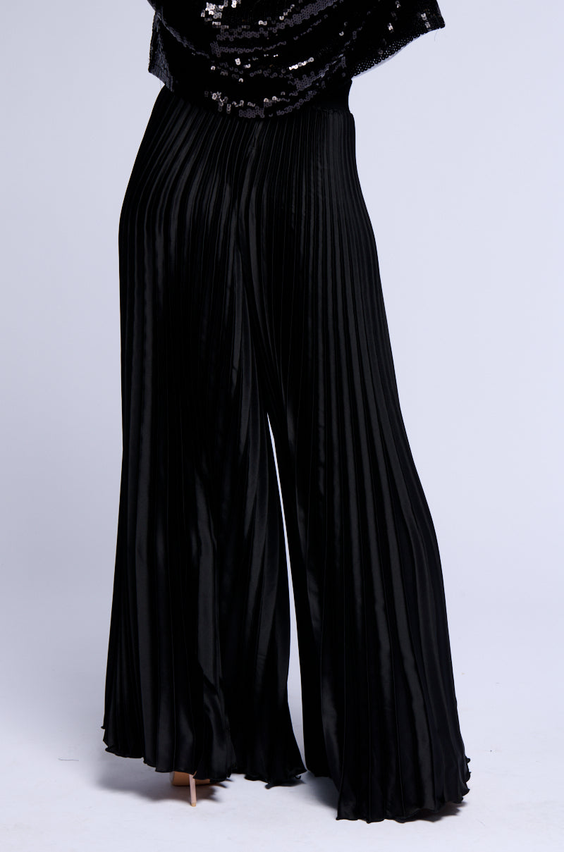 NOT YOUR AVERAGE PLEATED SATIN PALAZZO PANT