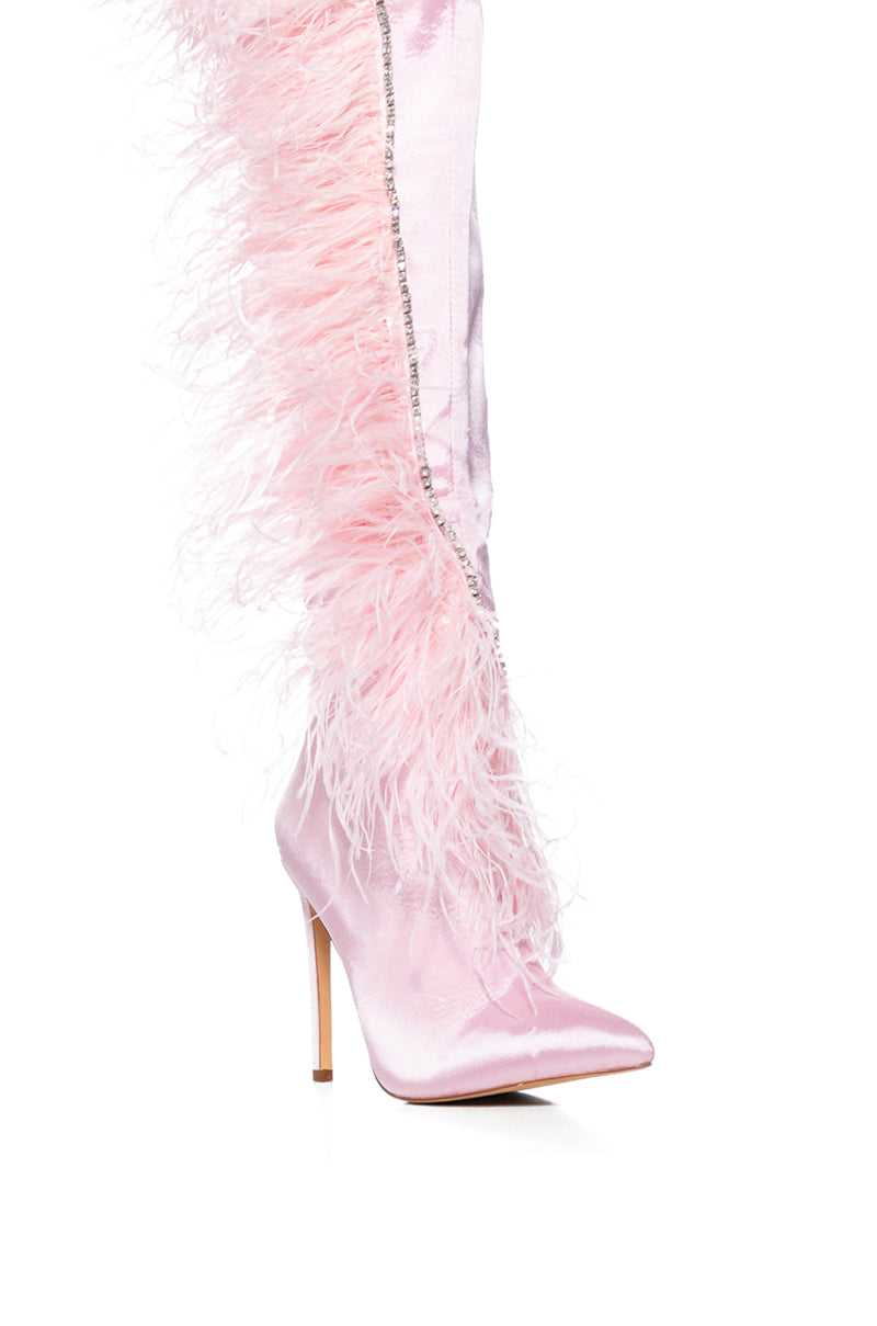 AZALEA WANG AOIFE PINK FEATHER BOOT