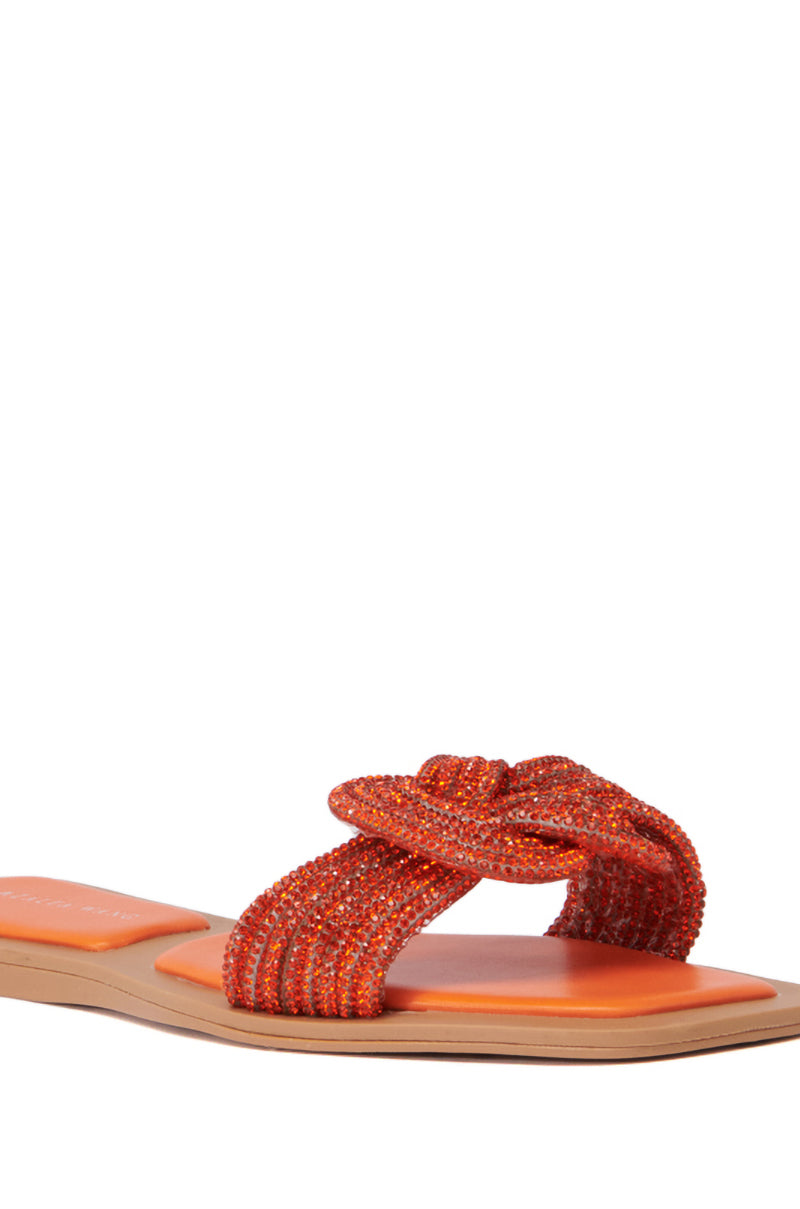 AZALEA WANG TAMBOURINE ORANGE SPARKLY SANDAL