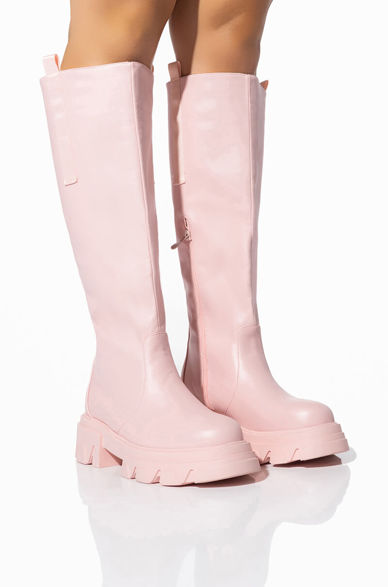 AZALEA WANG VALERIE SLIP ON PINK BOOT IN PINK