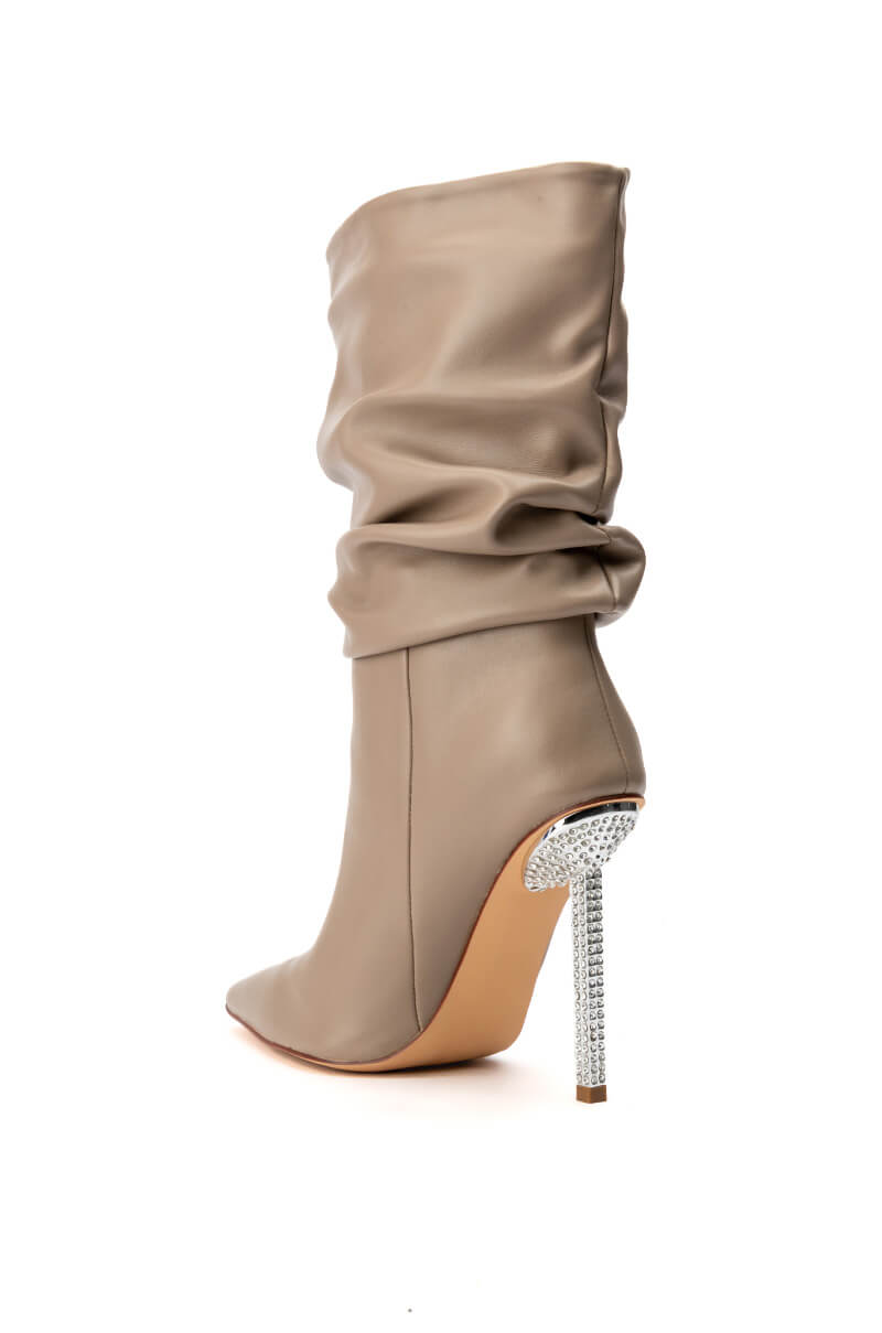 AZALEA WANG JAYLA SLOUCH STILETTO BOOTIE IN TAUPE