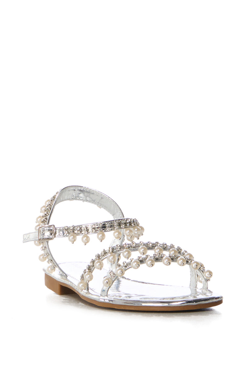 AZALEA WANG PETTYFER SILVER EMBELLISHED FLAT SANDAL