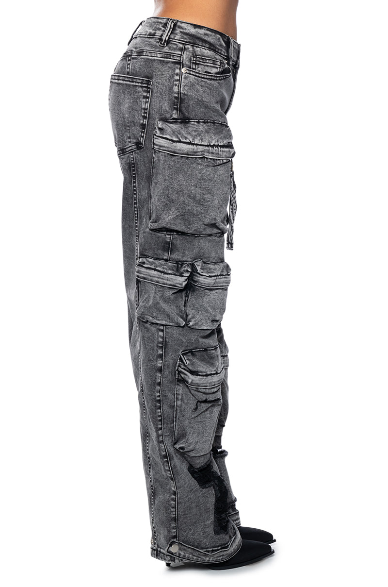 SOMETHING WILD DENIM CARGO PANTS