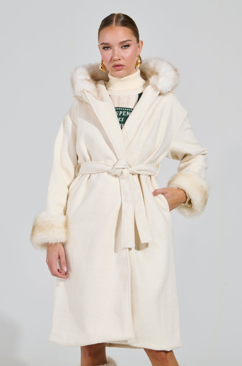 LILA FUR TRIM COAT