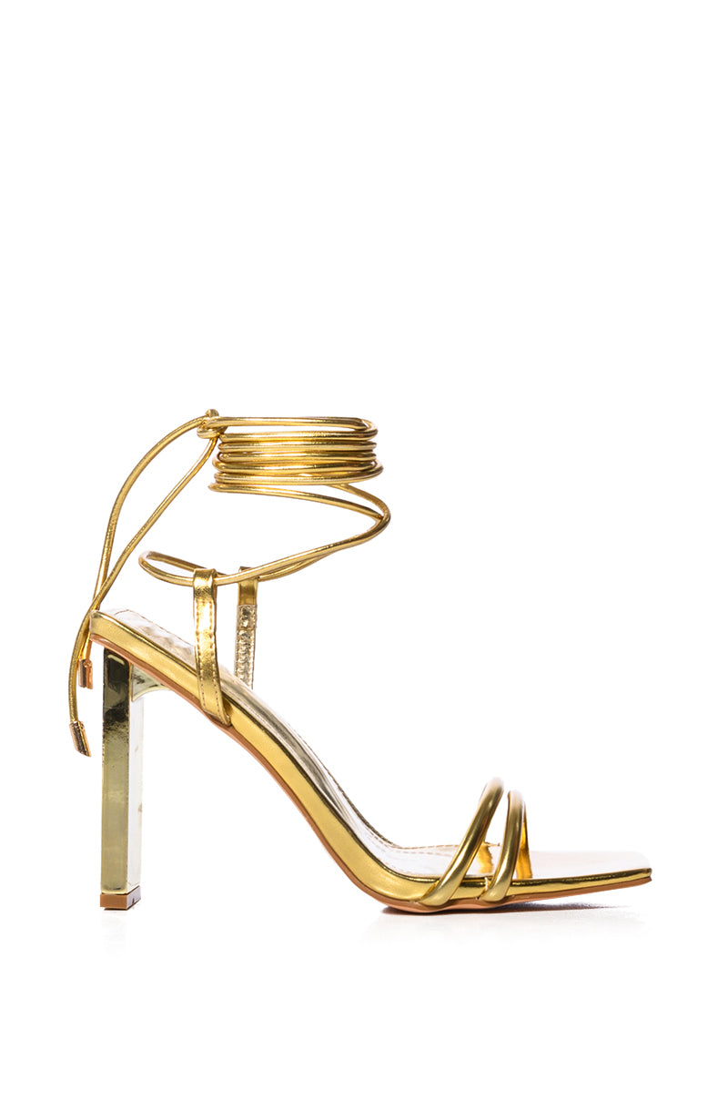 AZALEA WANG NORWOOD GOLD LACE UP SANDAL