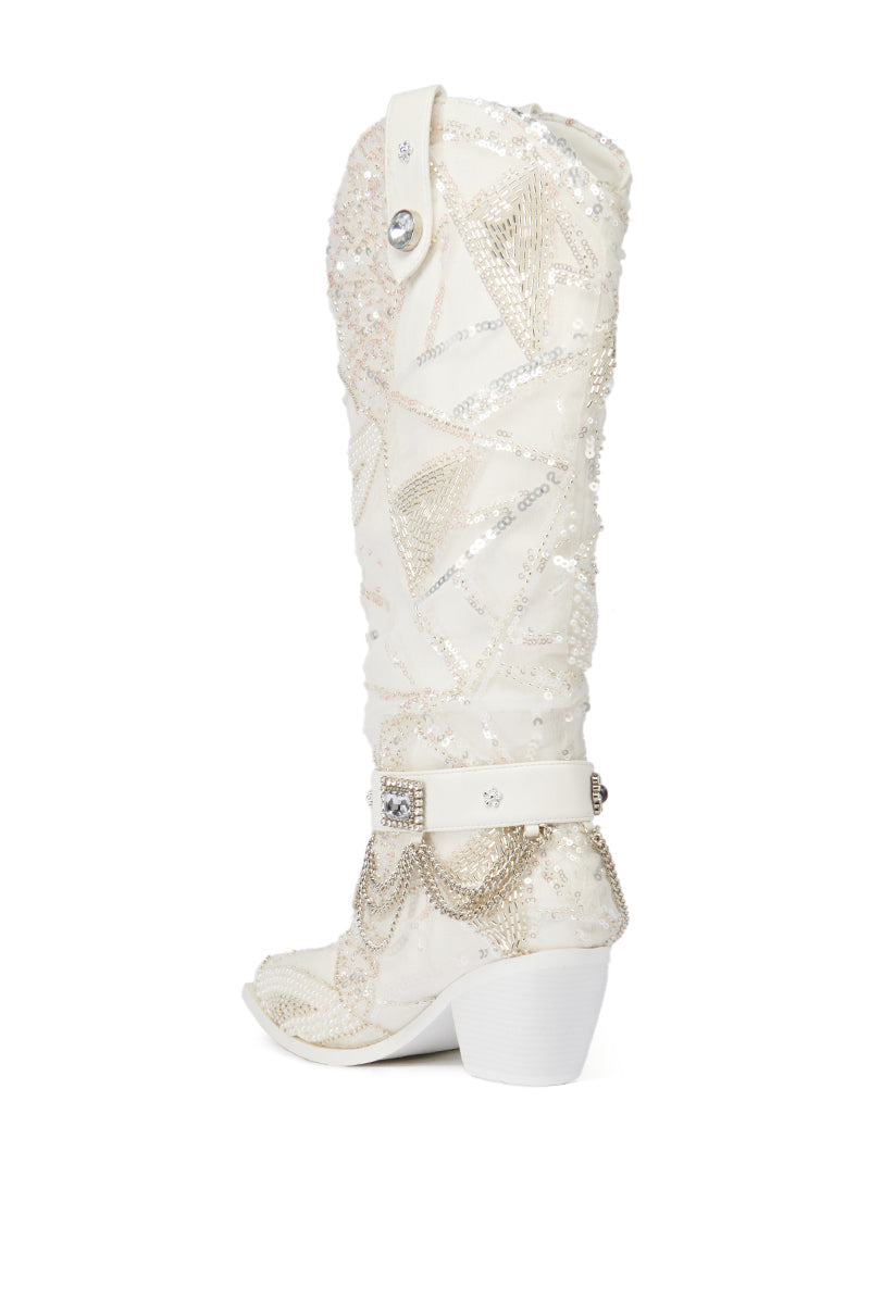 AZALEA WANG SHIRAZA EMBELLISHED WESTERN BOOT