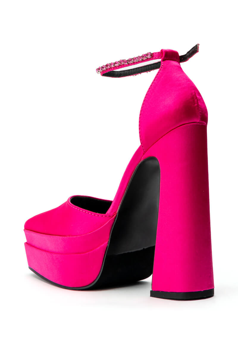 PINK CHUNKY PUMP WITH ANKLE STRAP