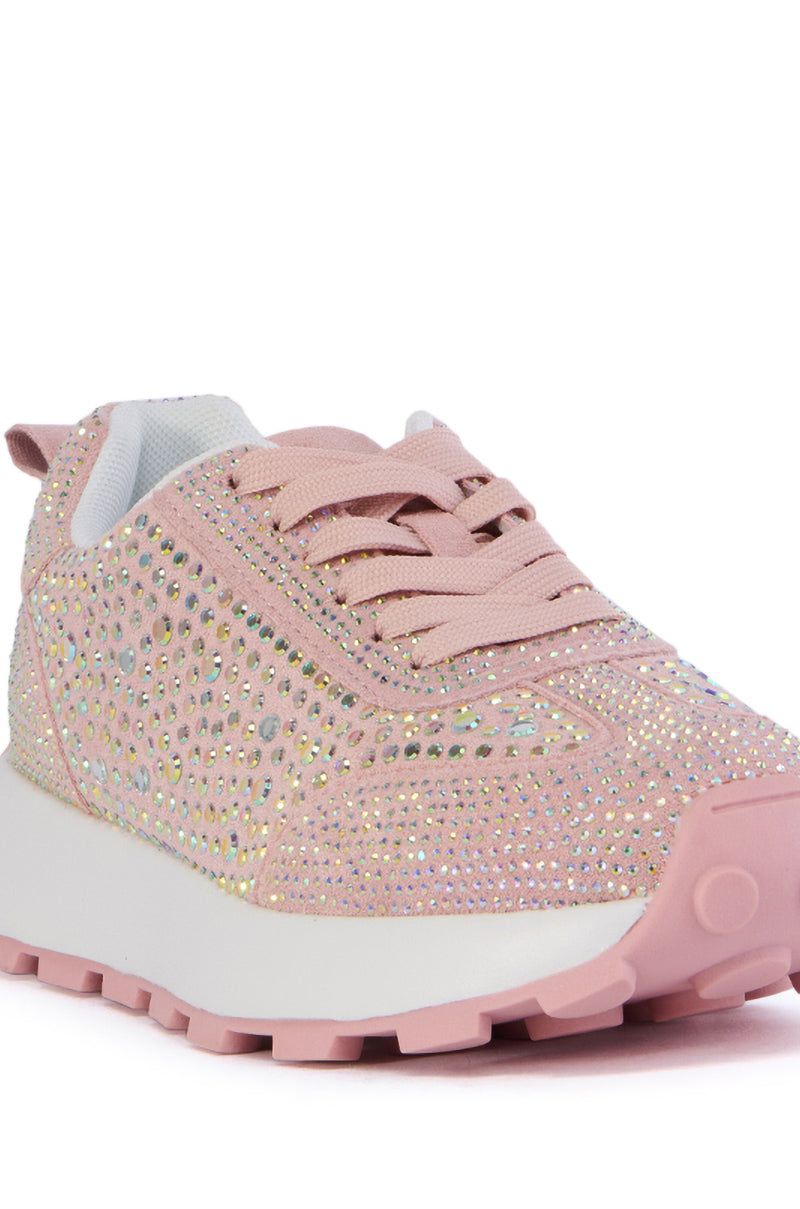 AZALEA WANG NIKOLE PINK EMBELLISHED SNEAKER