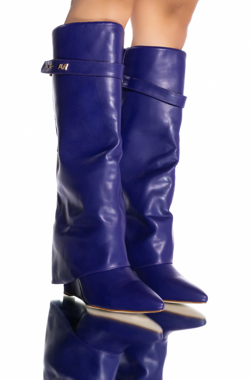 AZALEA WANG MELINA FOLD OVER WEDGE BOOT IN PURPLE