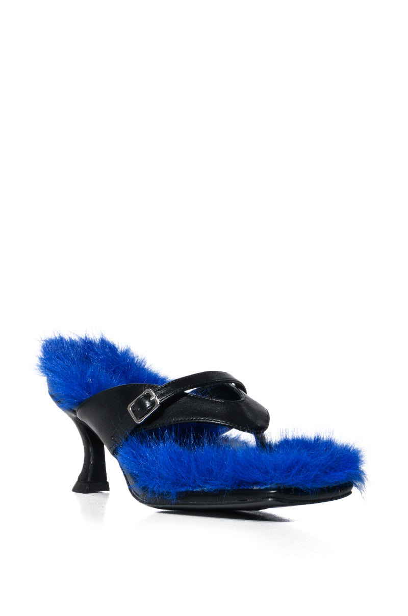 AZALEA WANG SWEETTART BLUE FURRY SANDAL