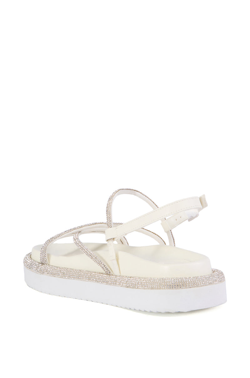 AZALEA WANG KEALOHA WHITE SPARKLE STRAP SANDAL