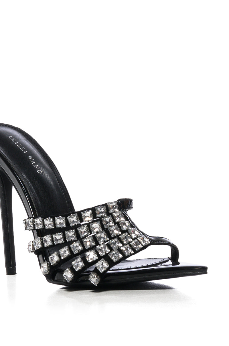 AZALEA WANG KINDRA CRYSTAL STILETTO SANDAL IN BLACK