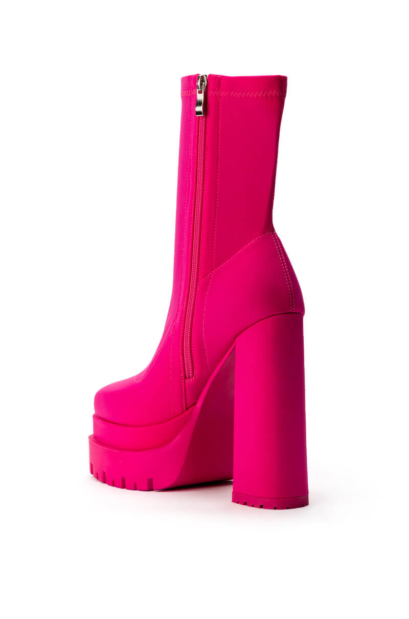 AZALEA WANG ICING MONOCHROME PINK CHUNKY BOOTIE