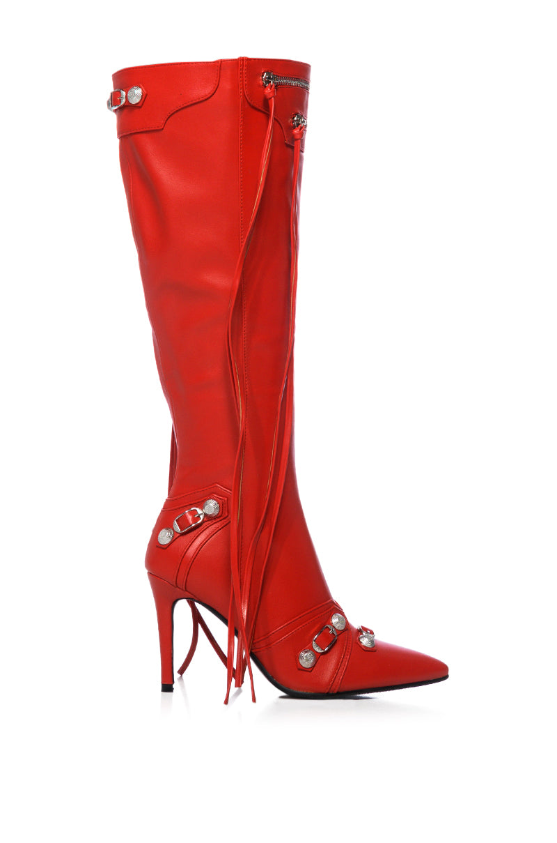 AZALEA WANG MAEVE STILETTO BOOT IN RED