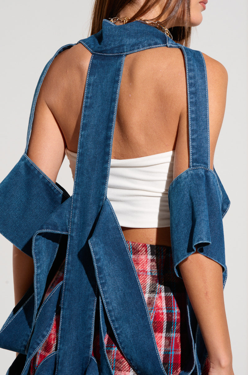 GEO CUTOUT DENIM DUSTER