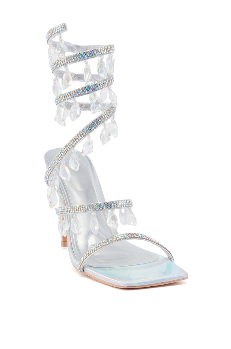 AZALEA WANG REIKO SILVER HOLOGRAPHIC SPIRAL SANDAL