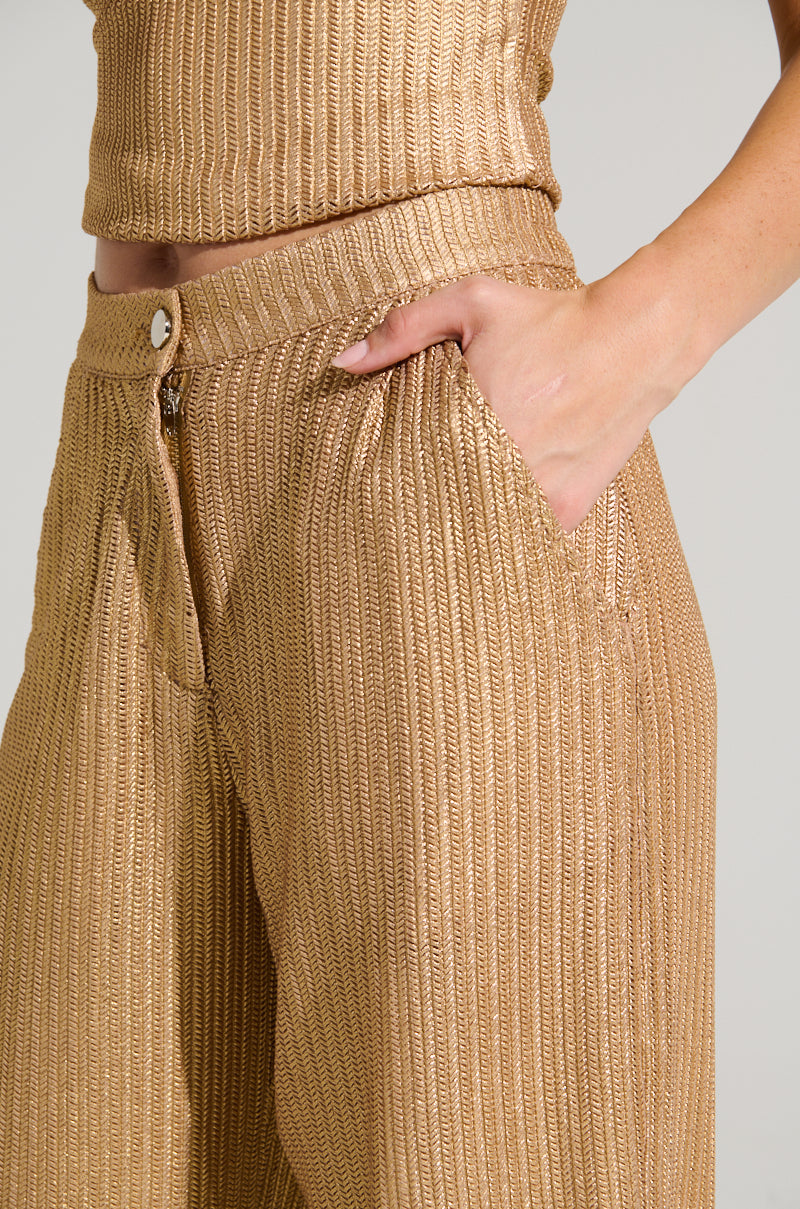 UP ALL NIGHT THINKING TROUSER IN GOLD