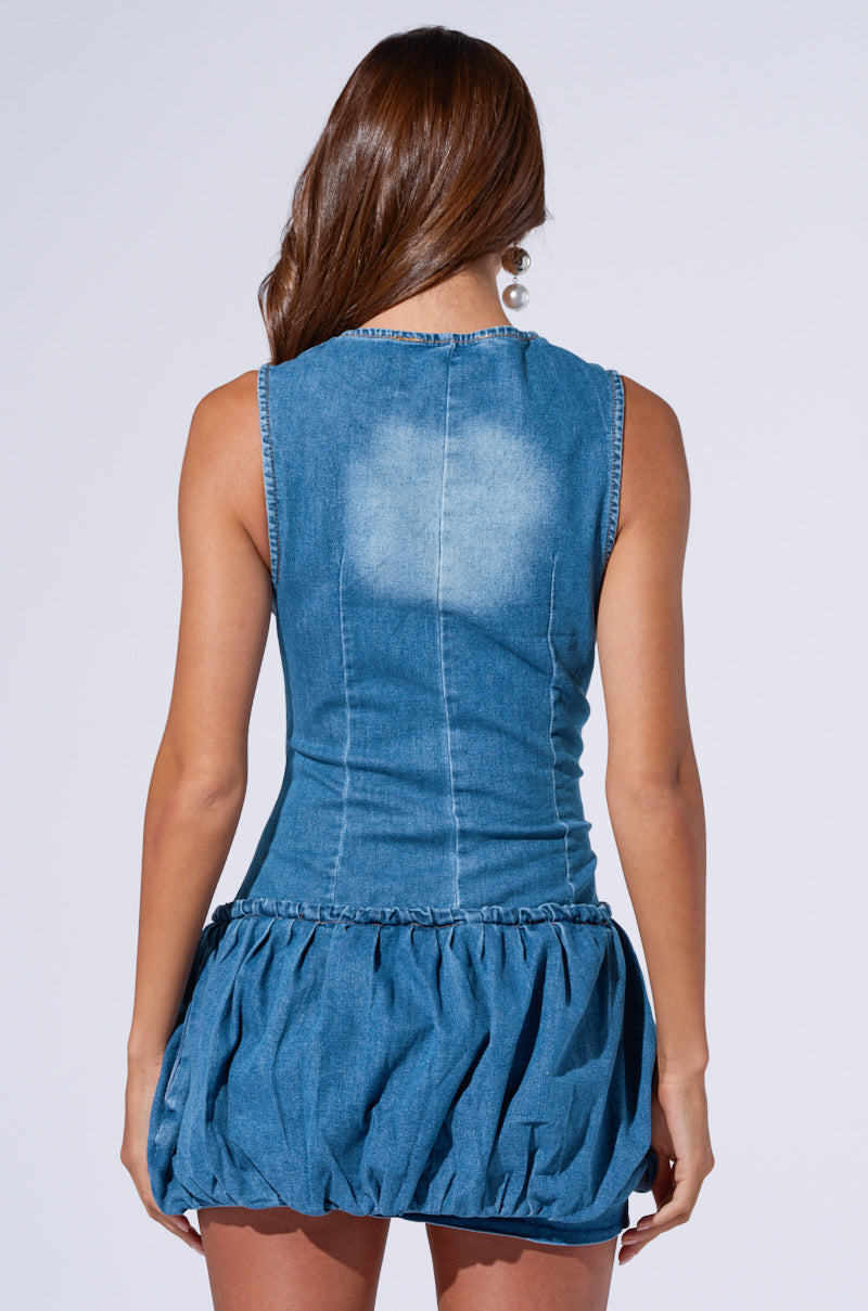 BUBBLE ME UP DENIM DRESS