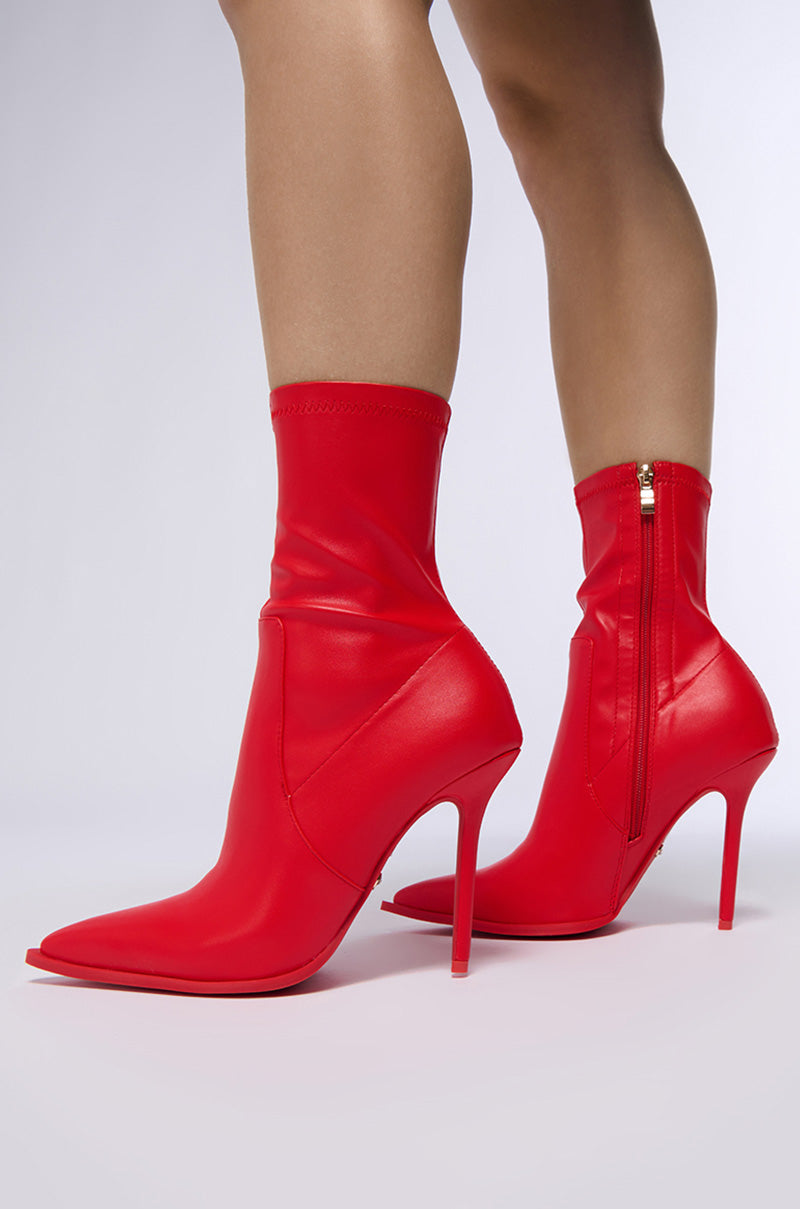 AZALEA WANG KATHERINE RED PU BOOTIE