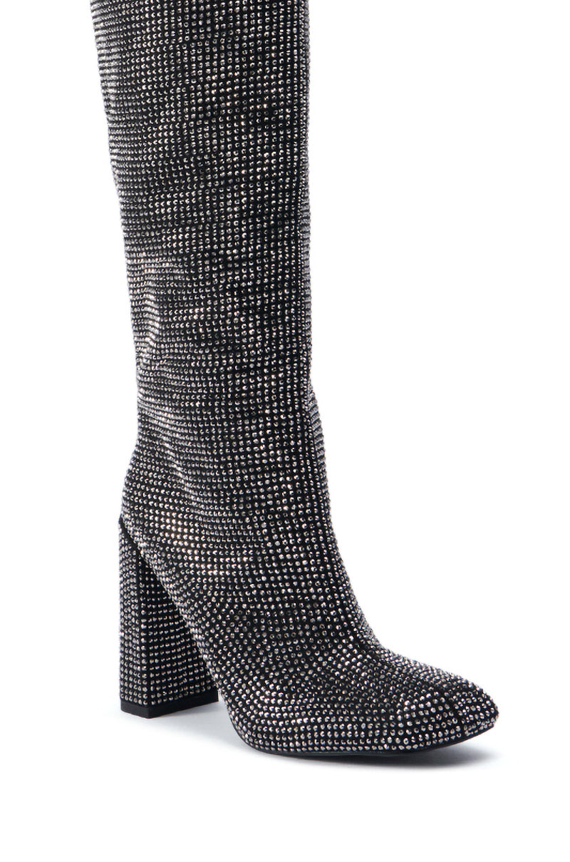 AZALEA WANG ISKANDER BLACK RHINESTONE BOOT