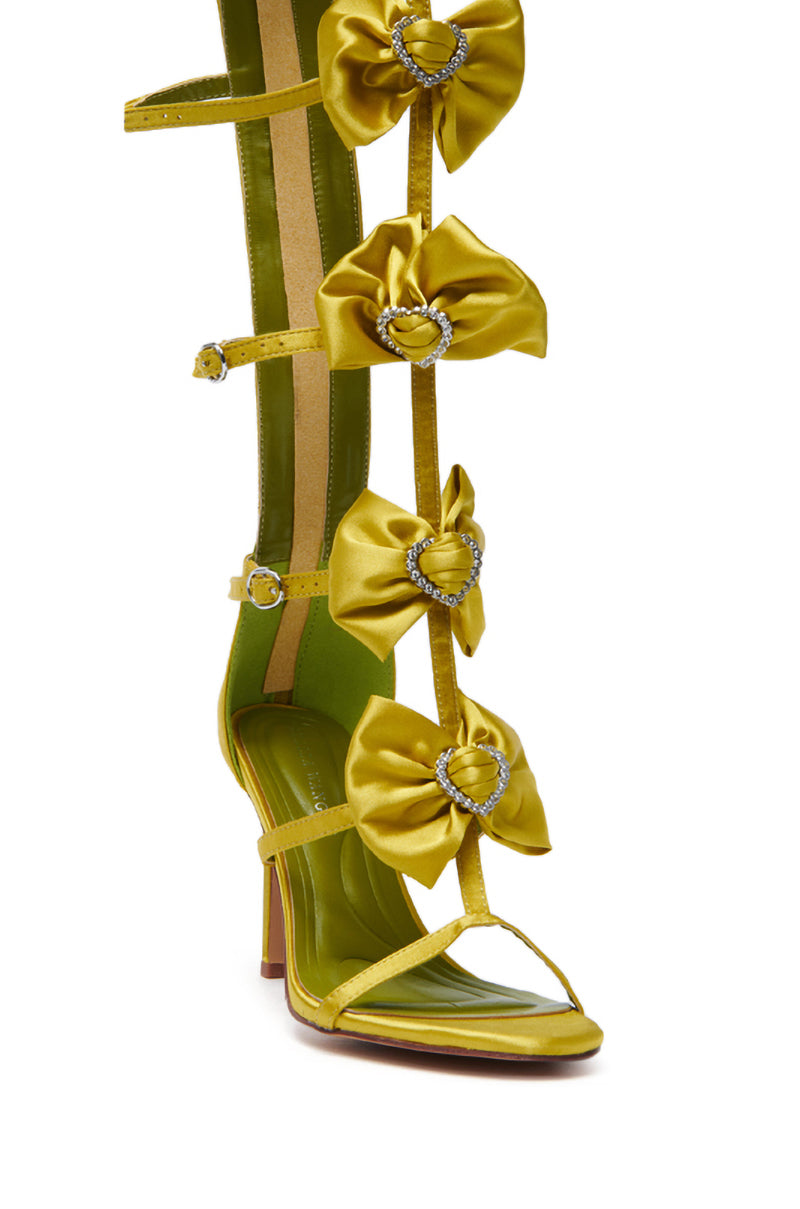 AZALEA WANG AERIN LIME BOW EMBELLISHED GLADIATOR STILETTO SANDAL