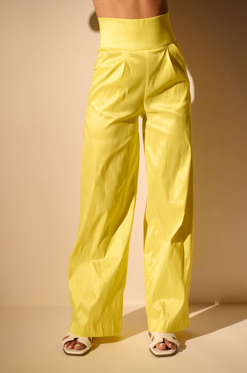 BIG BOOTY HIGH WAIST WIDE LEG TROUSER IN YELLOW