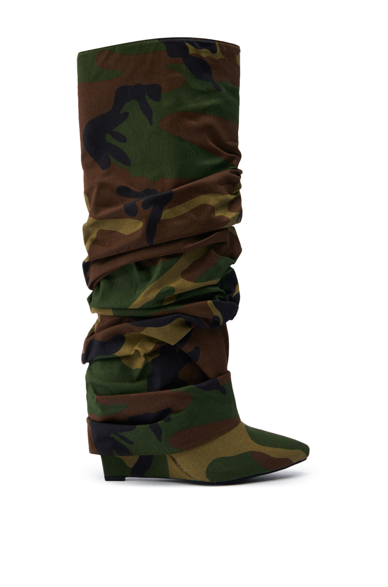 AZALEA WANG ZUMMA CAMO WEDGE BOOT