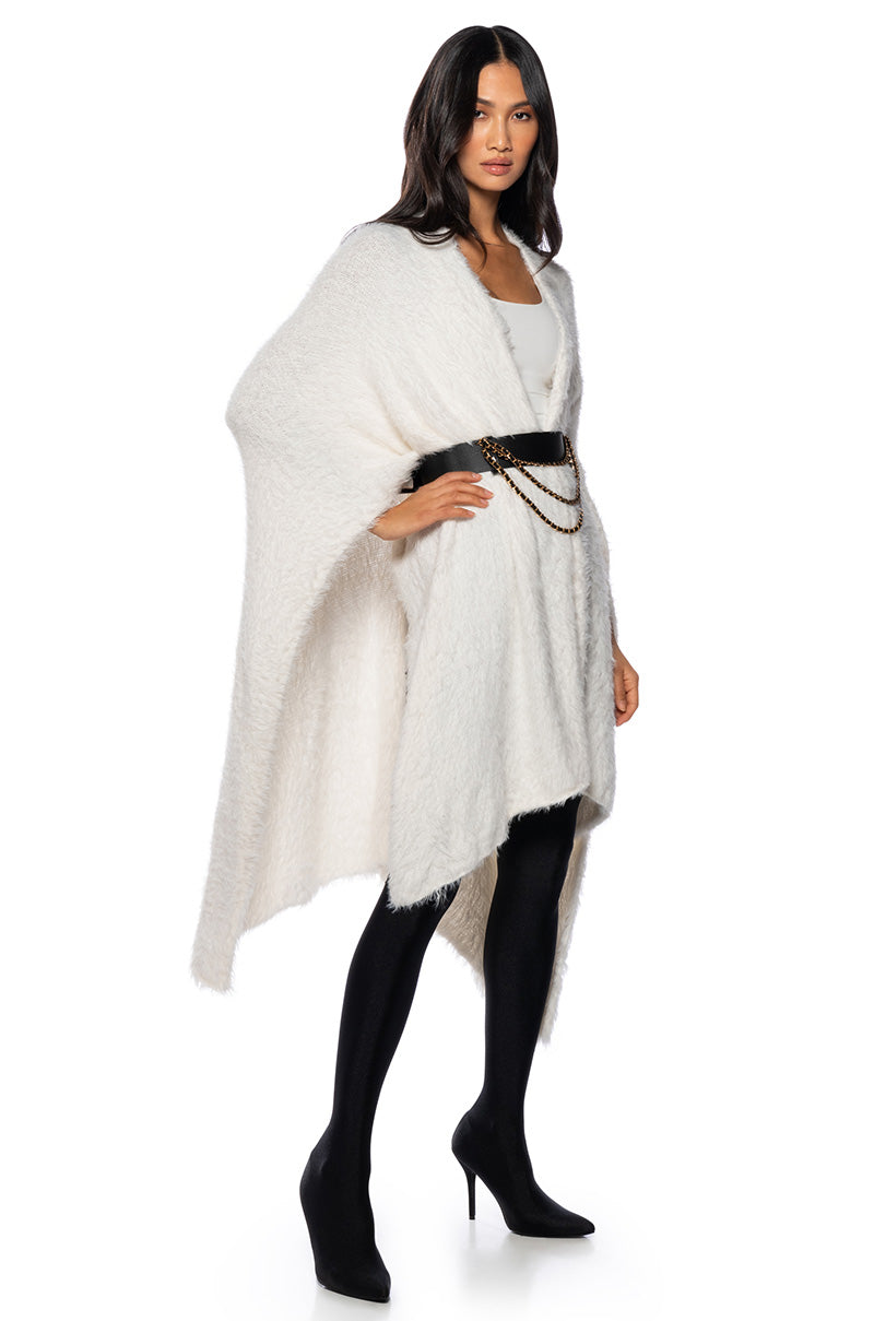 COZY TAPE KNIT PONCHO