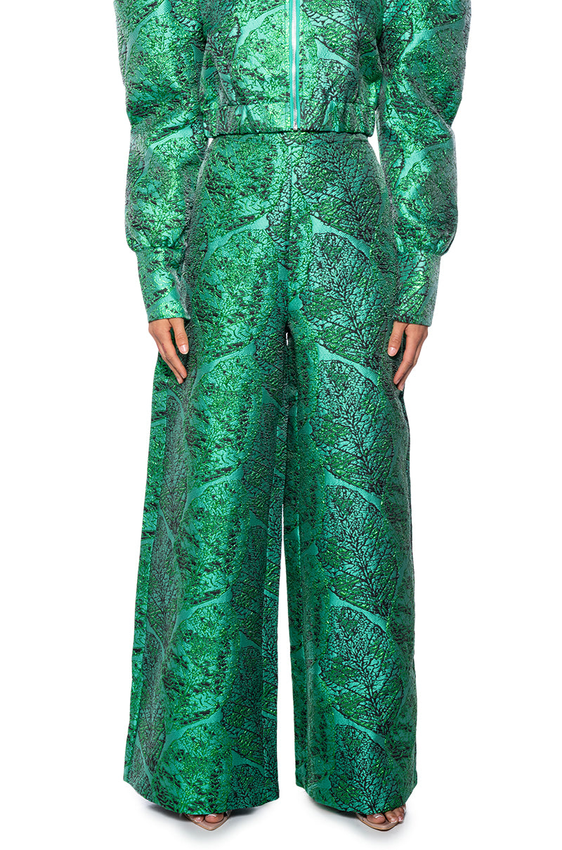 GREEN BROCADE TROUSER PANT