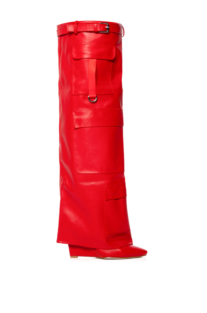 AZLAEA WANG ALEXIA RED WEDGE BOOT