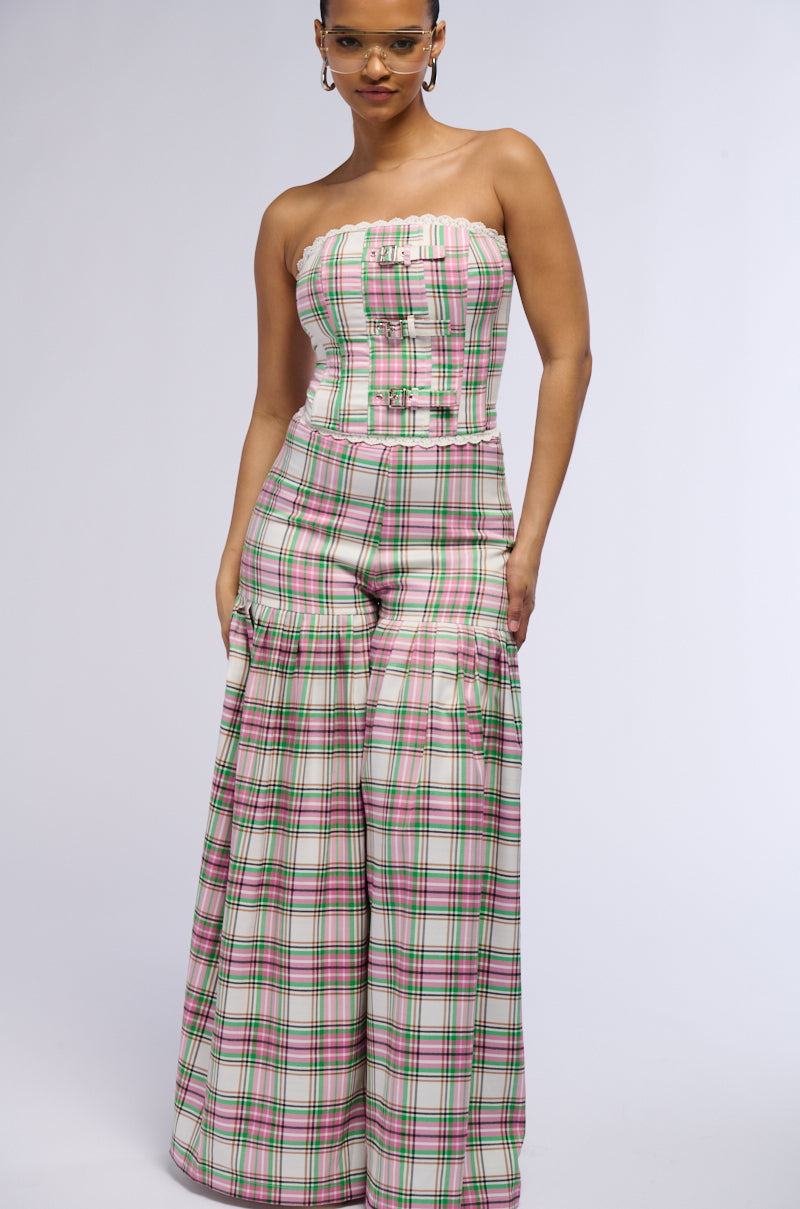 WHATEVER IT IS PLAID PLEATED PANT